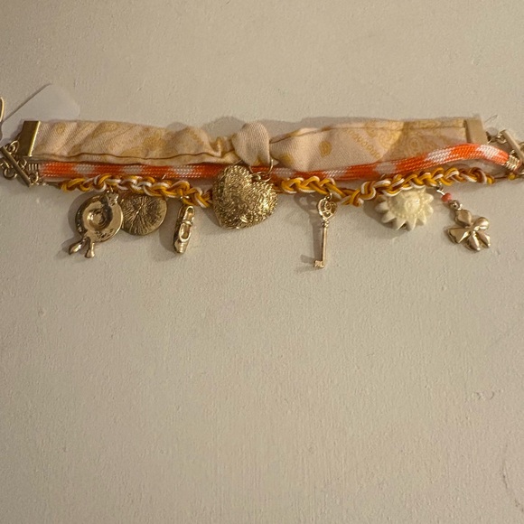 Free People Jewelry - NWT Free People Gold and Orange Charm Bracelet/Anklet